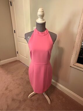 French Connection Hot Pink Halter Sheath Dress
